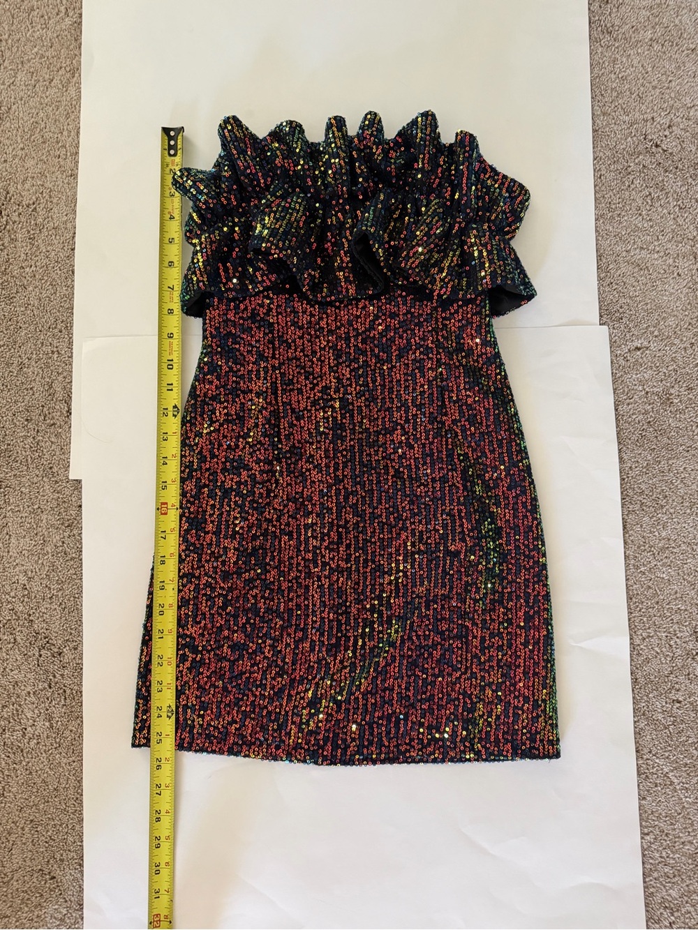 Off-Shoulder Multicolor Sequin Mini Dress